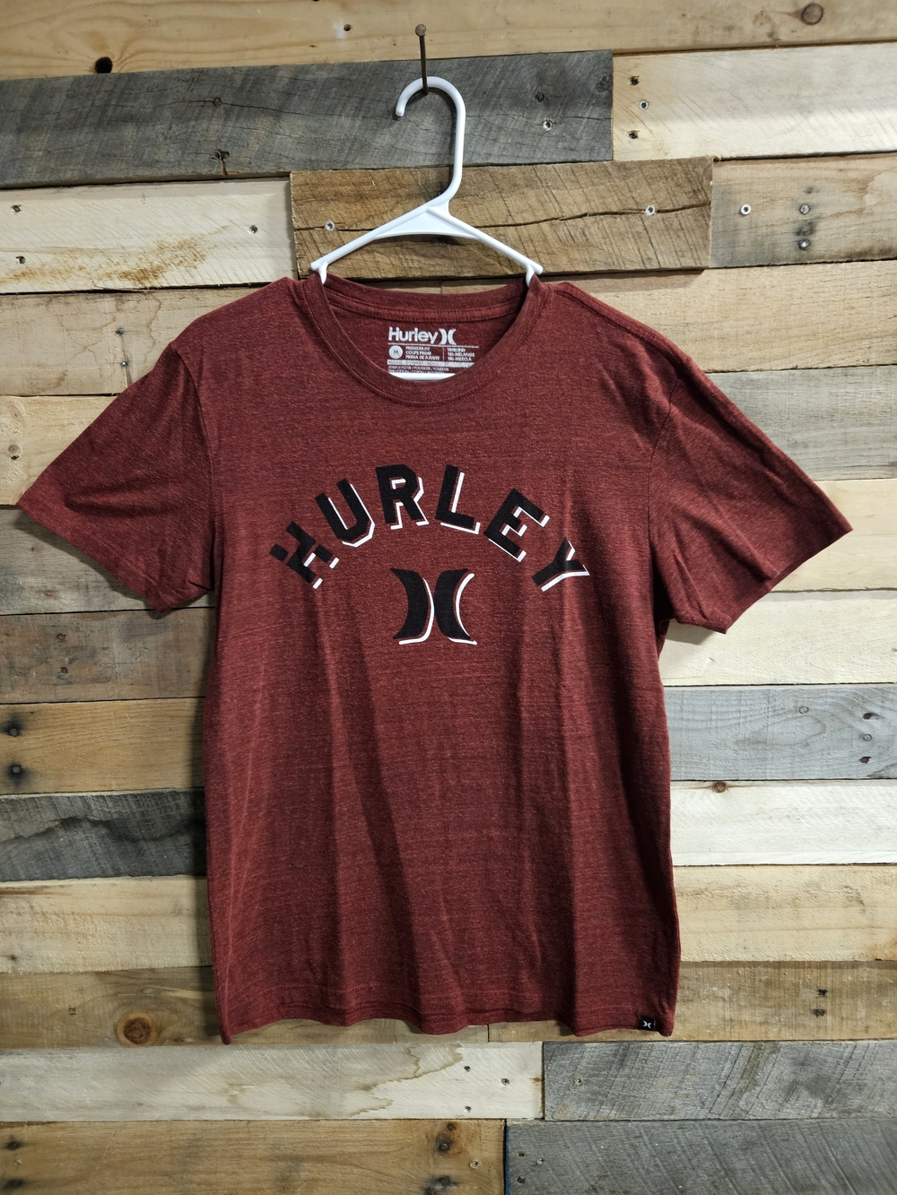 Hurley Men's Heather Red Logo Crew Tee